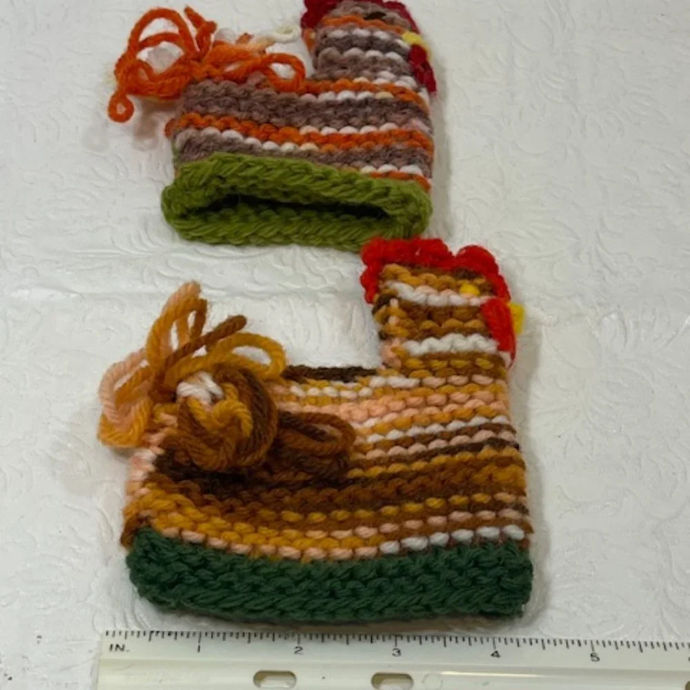 Two (2) Crocheted/Knitted Chicken/Hen Egg Cozies Covers Holder Decor 3